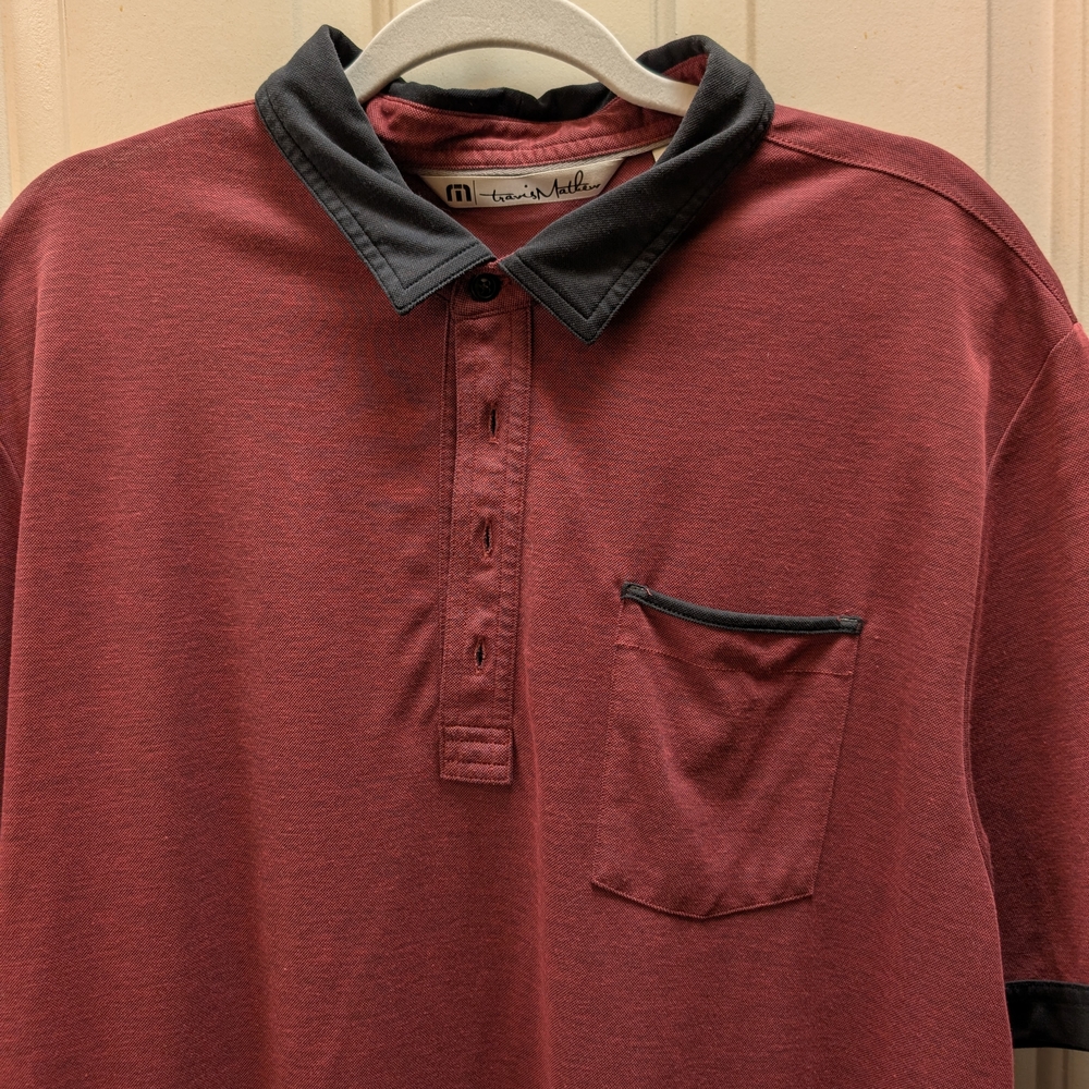 Travis Mathew Red and Black Polo Shirt Casual Comfort